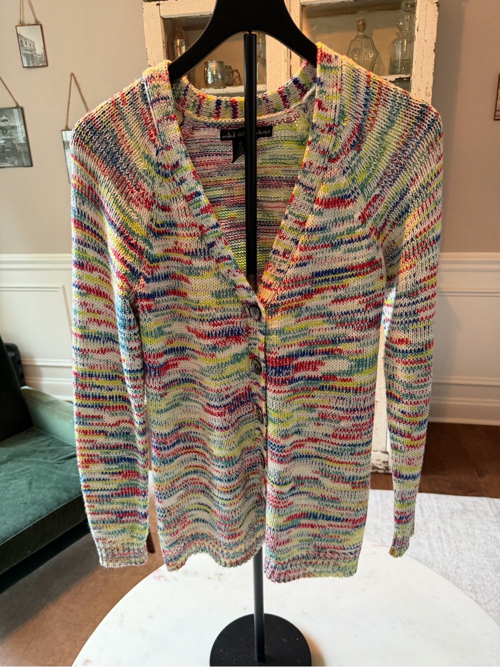 Vintage United States Sweaters Space Dye Knit Cardigan Multicolor Size Small